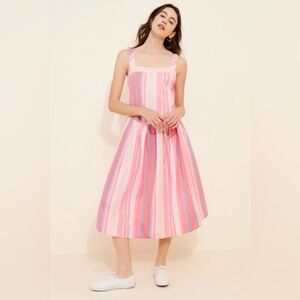 FREE PEOPLE Primavera Striped Midi Dress Pink Multi Small NWT $148 Boho Ballet